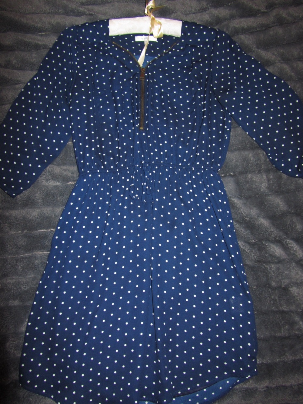 Navy Dress with White Polka Dots - Stella Tweed